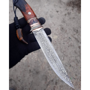 ФЕНІКС ніж ручної роботи майстра студії ножів Павла Гончаренка, замовити купити в Україні, сталь - мозаічний дамаск, 60-61 HRC. Photo 3